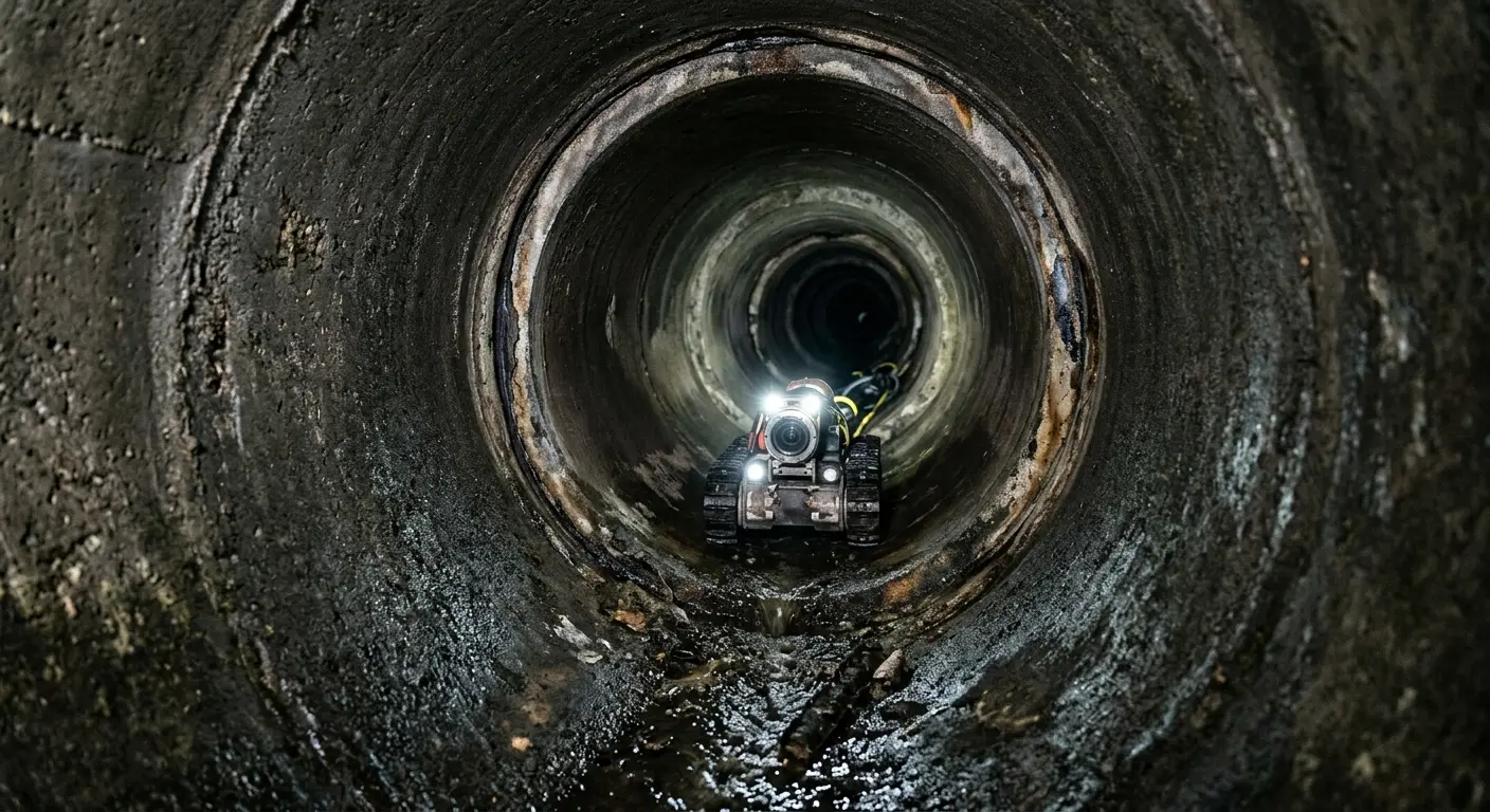 Robotic sewer camera inspecting pipe interior for Sewer Line Repair in St. Martin
